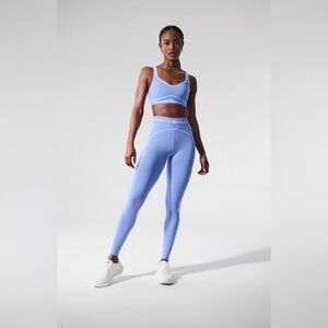 Alo Yoga Airbrush High-Waist Heart Throb leggings in a light blue size medium
